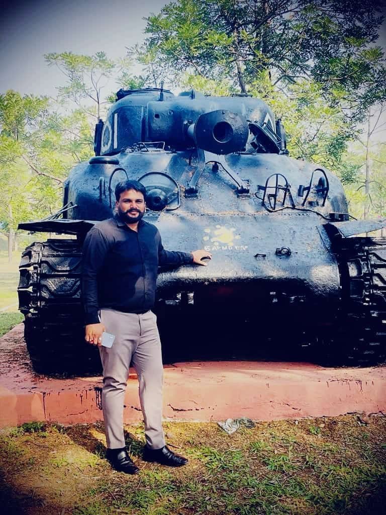 Prof. Ravindra Pawar at Indian Army Tank at Kota Rankers Point Pune