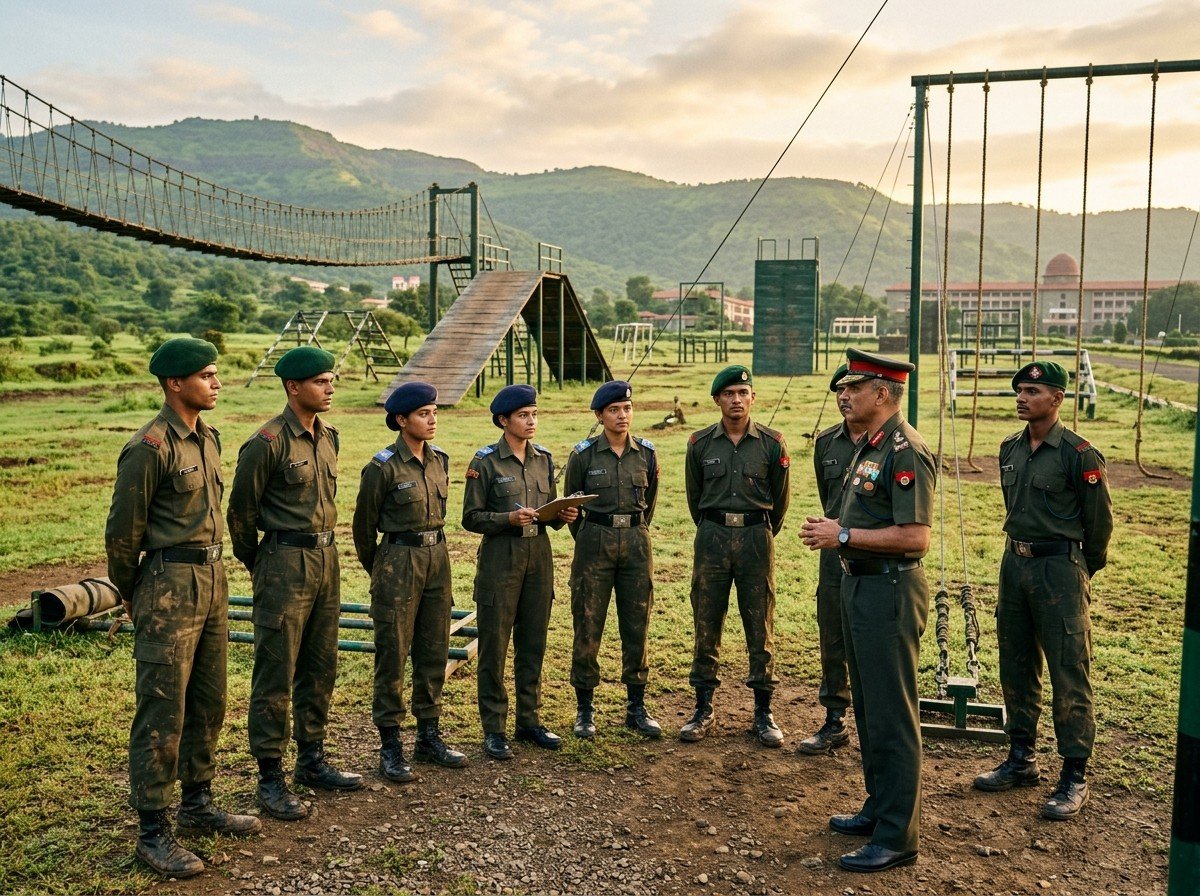 NDA and SSB Cadets during Ground Training and Obstacle Briefing at KRP Pune